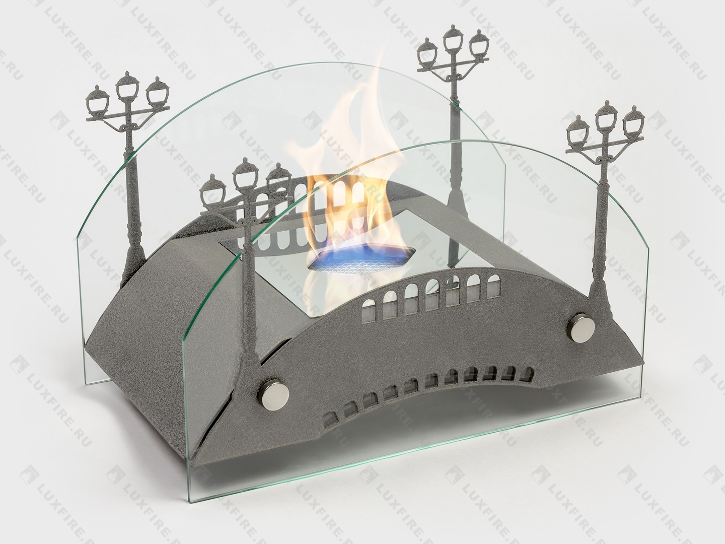 Настольный биокамин Lux Fire "Пушкинский мост" S (серебро) по цене 14 641 руб.