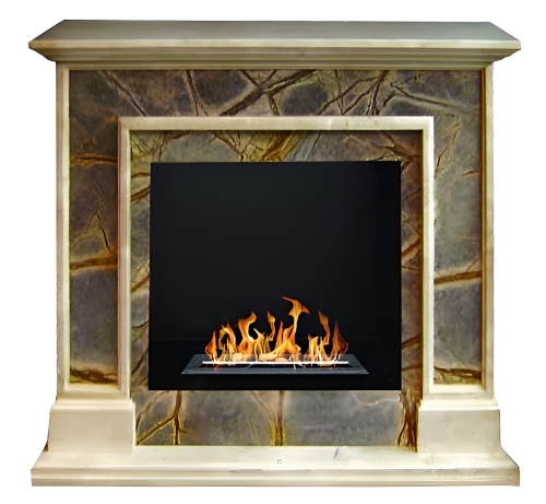 Биокамин в мраморном портале "Русский огонь" Melody