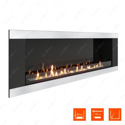Биокамин SteelHeat LONG-H 1500 XL стекло + стемалит