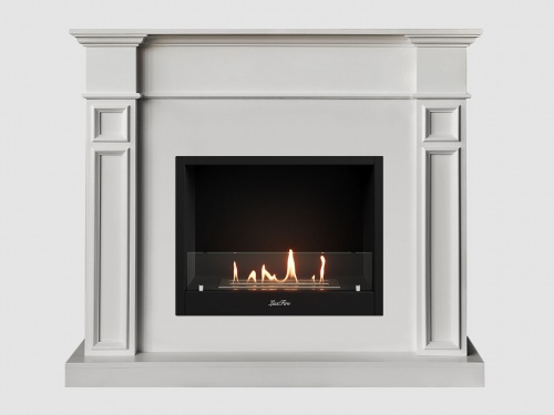 Каминный портал МДФ "Бертино 1240" с биокамином Lux Fire "Фаер Бокс 1 - 30" (белый)