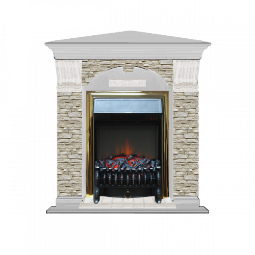 Арочный Грот однотонный угловой (беленый дуб)+Fobos Brass