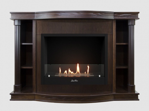 Каминный портал МДФ "Андерсен 1400" с биокамином Lux Fire "Фаер Бокс 1 - 33" (темный орех)