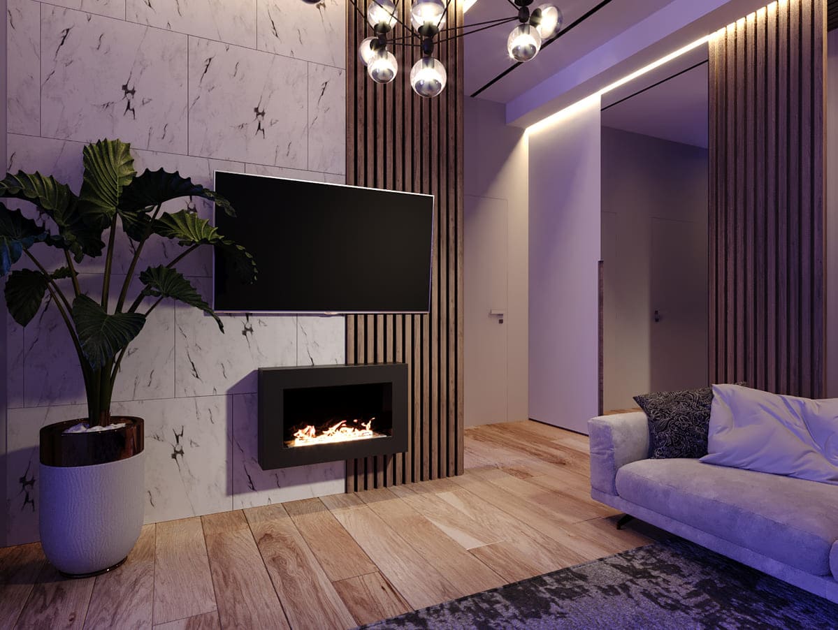 Биокамин "Русский огонь" Лофт 800N настенный (высота 500мм) с защитным стеклом по цене 23 850 руб.