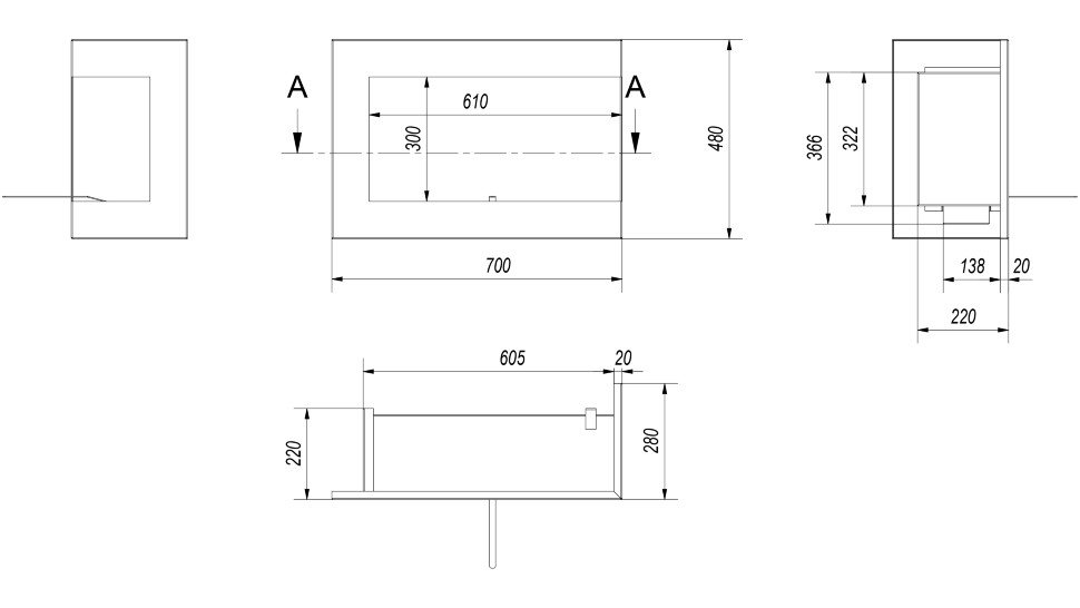 Биокамин Kratki DELTA/P/700 угловая, TUV по цене €684