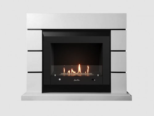 Каминный портал МДФ "Аляска 1350" с биокамином Lux Fire "Фаер Бокс 4-33" (белый)