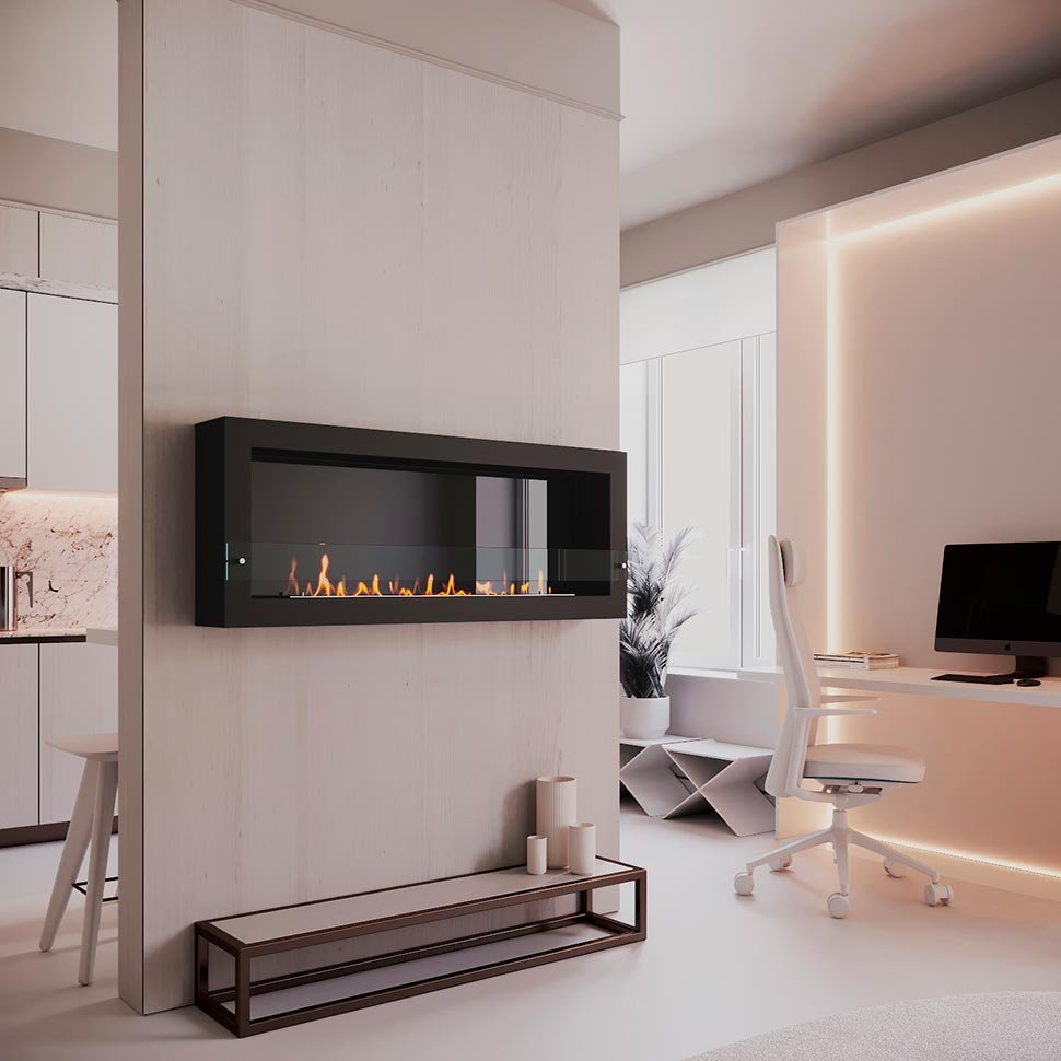 Биокамин SteelHeat WALL ONE 1400 черный, стемалит по цене 70 980 руб.