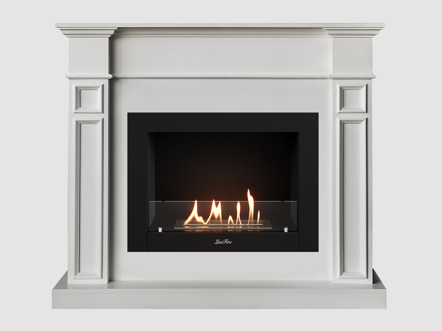 Каминный портал МДФ "Бертино 1240" с биокамином Lux Fire "Фаер Бокс 2 - 30" (белый) по цене 82 100 руб.