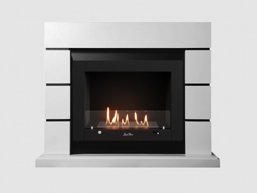 Каминный портал МДФ "Аляска 1350" с биокамином Lux Fire "Фаер Бокс 3-33" (белый)