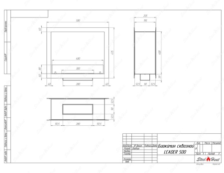 Биокамин сквозной SteelHeat Leader 500 по цене 24 346 руб.