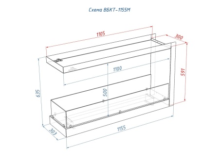 Встроенный биокамин Lux Fire Торцевой 1155 М по цене 76 890 руб.